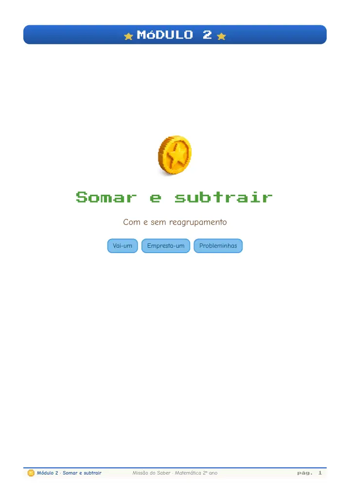 Abertura do módulo Somar e Subtrair