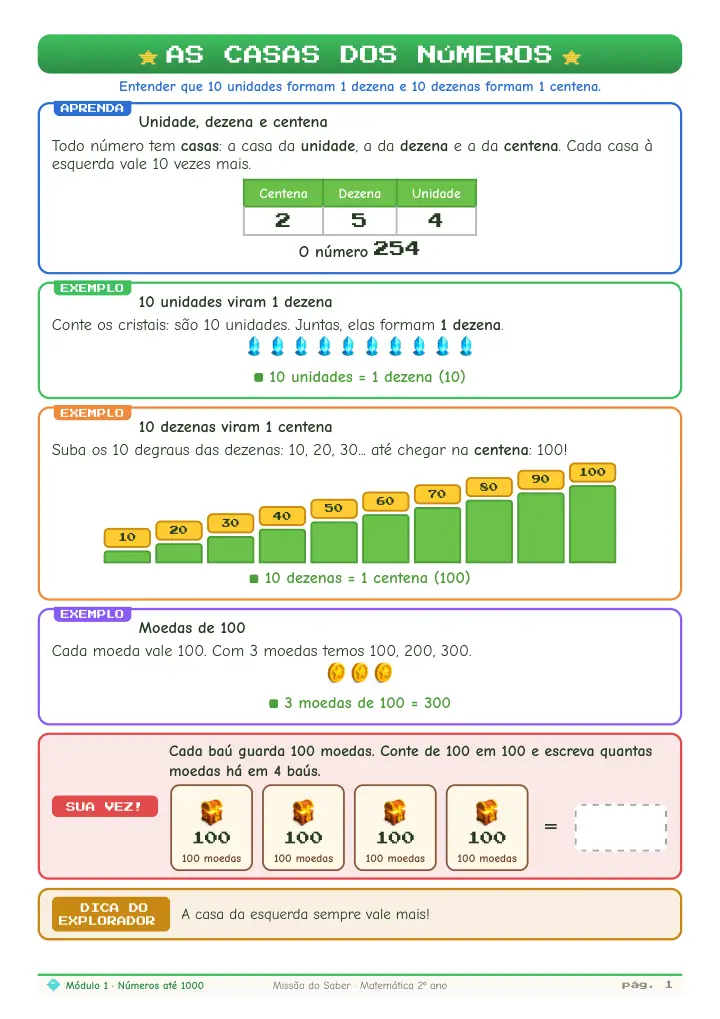 Página de ensino: números até 1000