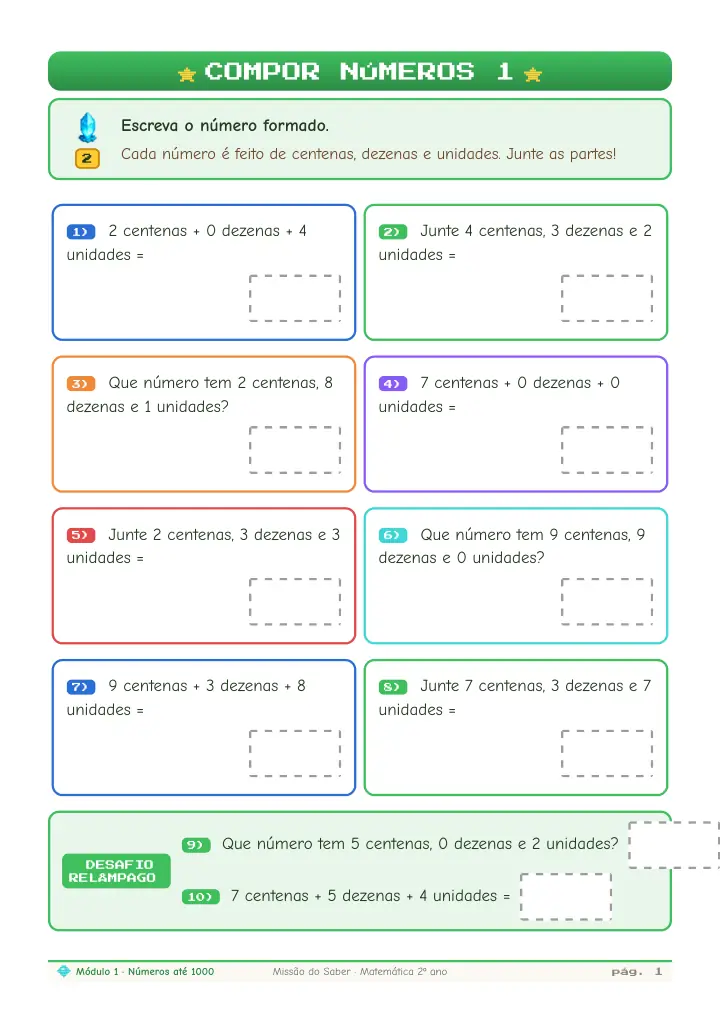 Treino de composição de números